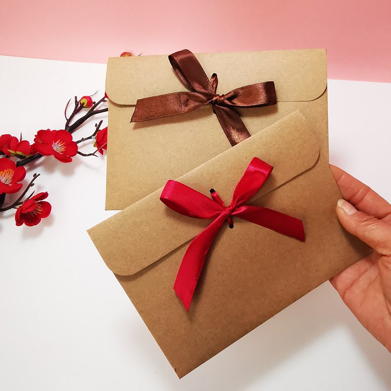 Letter Envelope Kraft - 10Pcs Retro Kraft Envelope Bags Ribbon