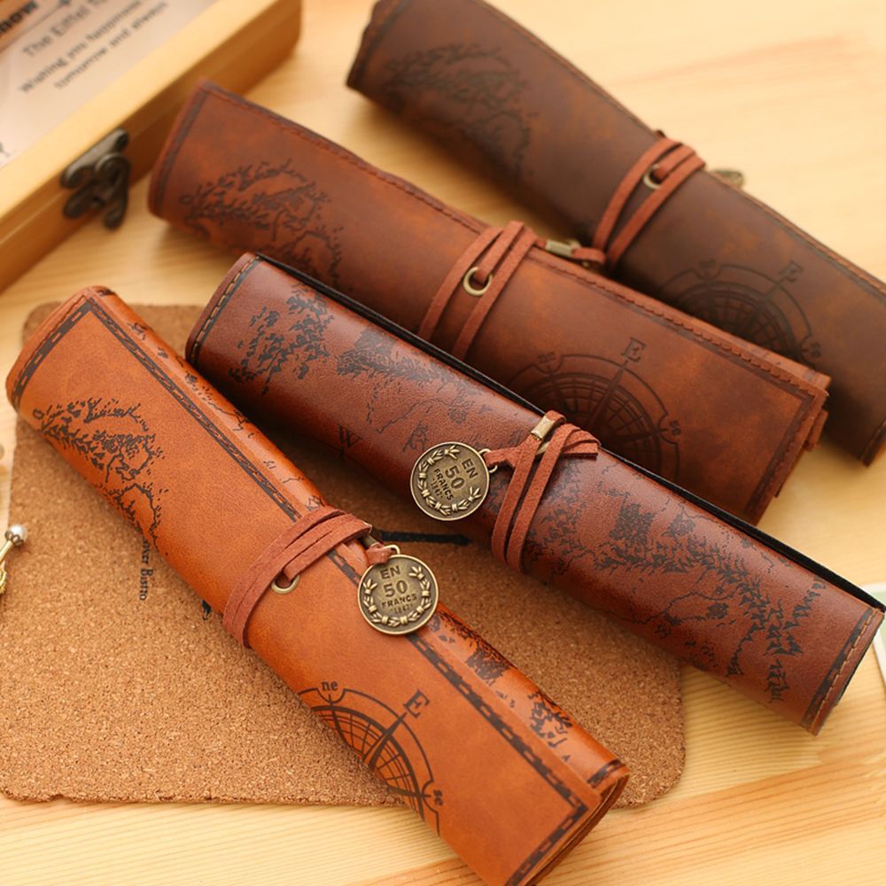 Pen Pouch Roll - Fashion Roll Vintage Retro Pen Pencil