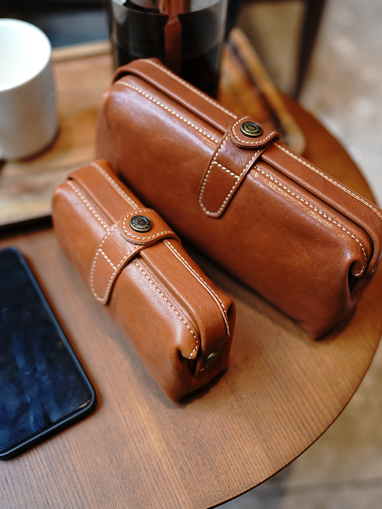 Tan Stationery & Office Supply - Custom Vegetable Tanned Leather Simple Retro