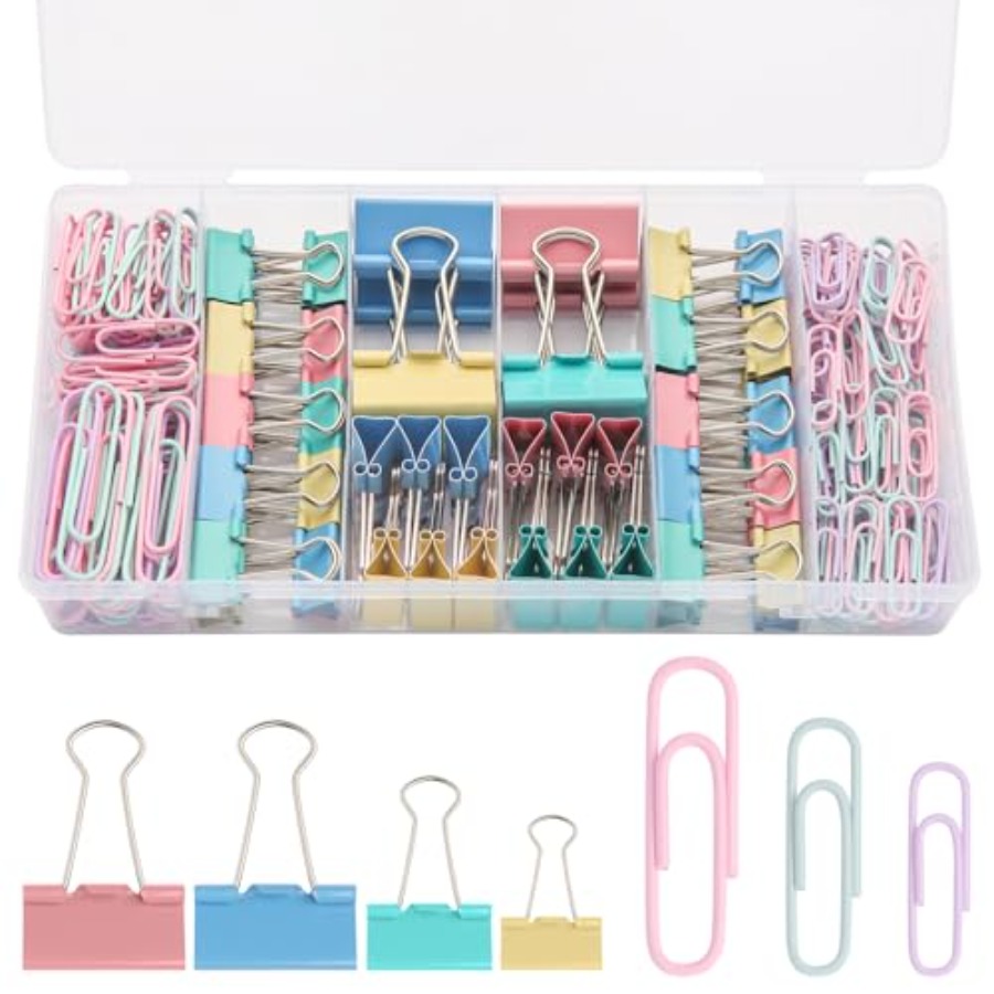 Binder Clip Assorted - 240PCS Colored Assorted Size Paper Clips