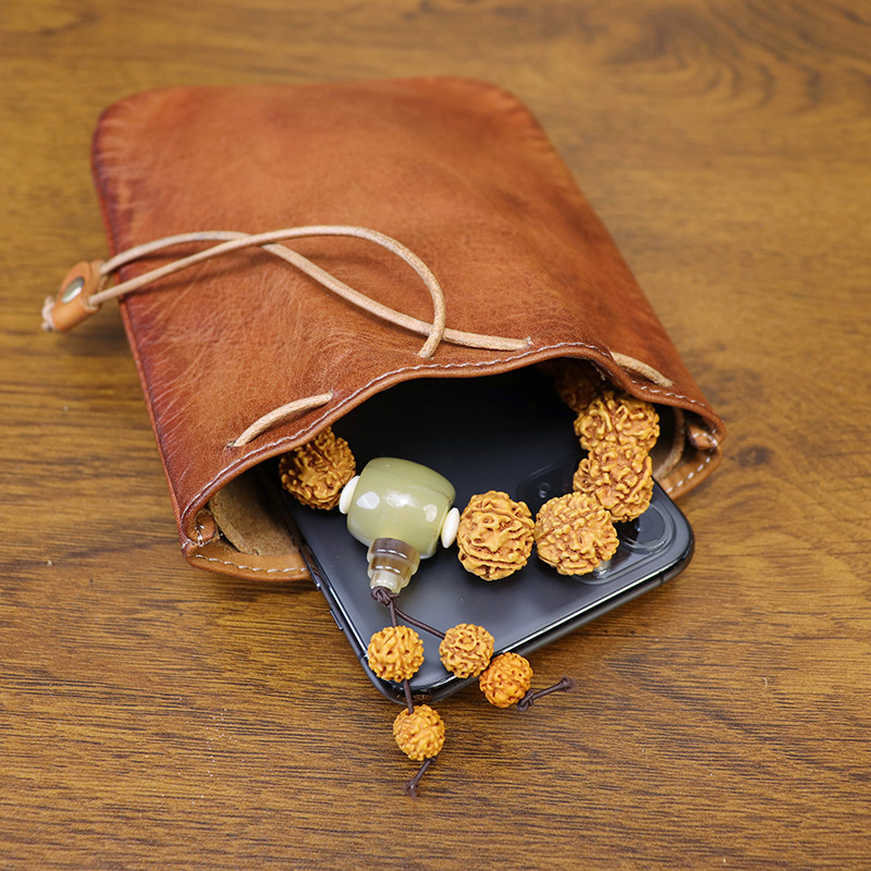 Tan Stationery & Office Supply - Handmade Retro Style Cowhide Money Bag