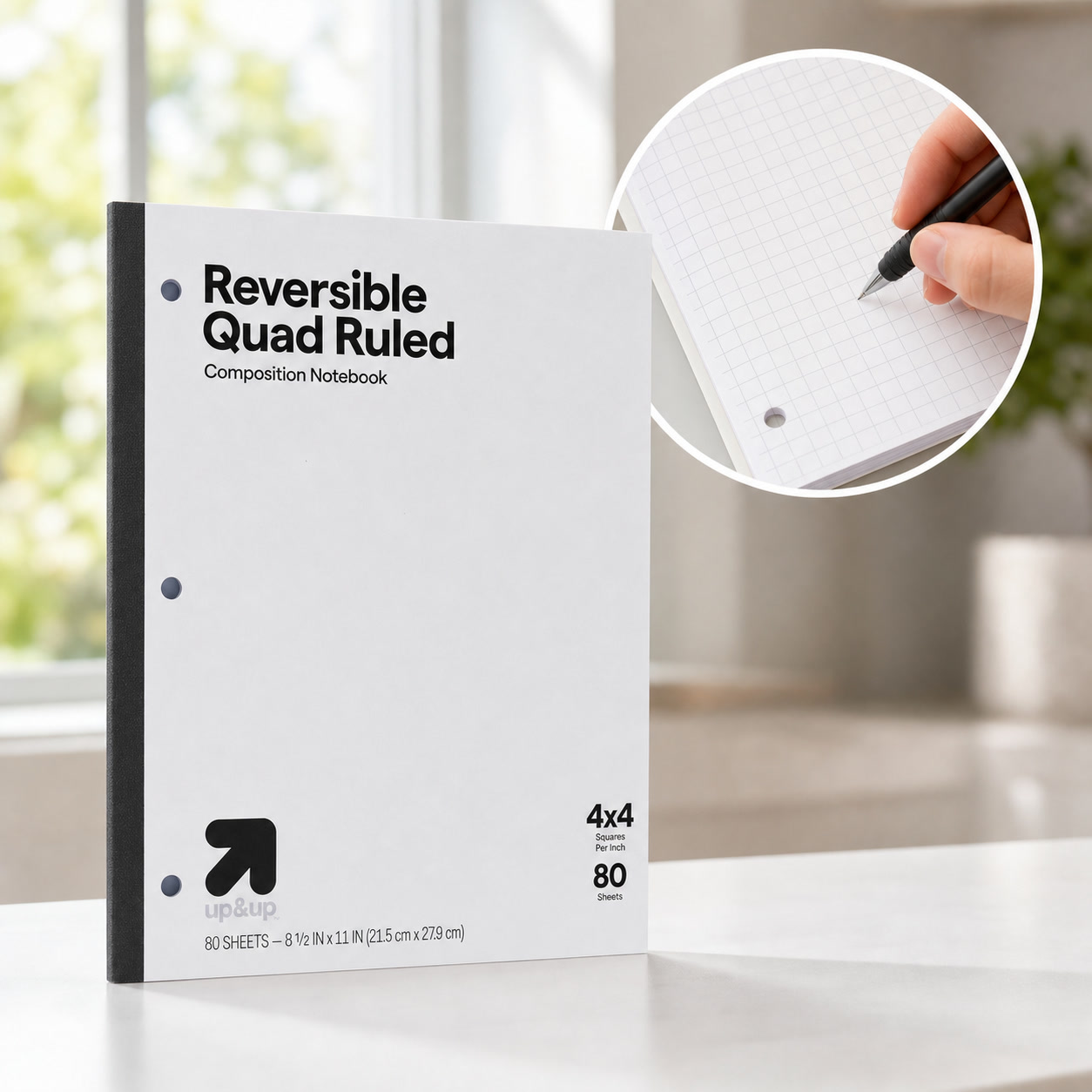 Graph Paper Pad - 1pcs Reversible Quad Ruled Composition Notebook,