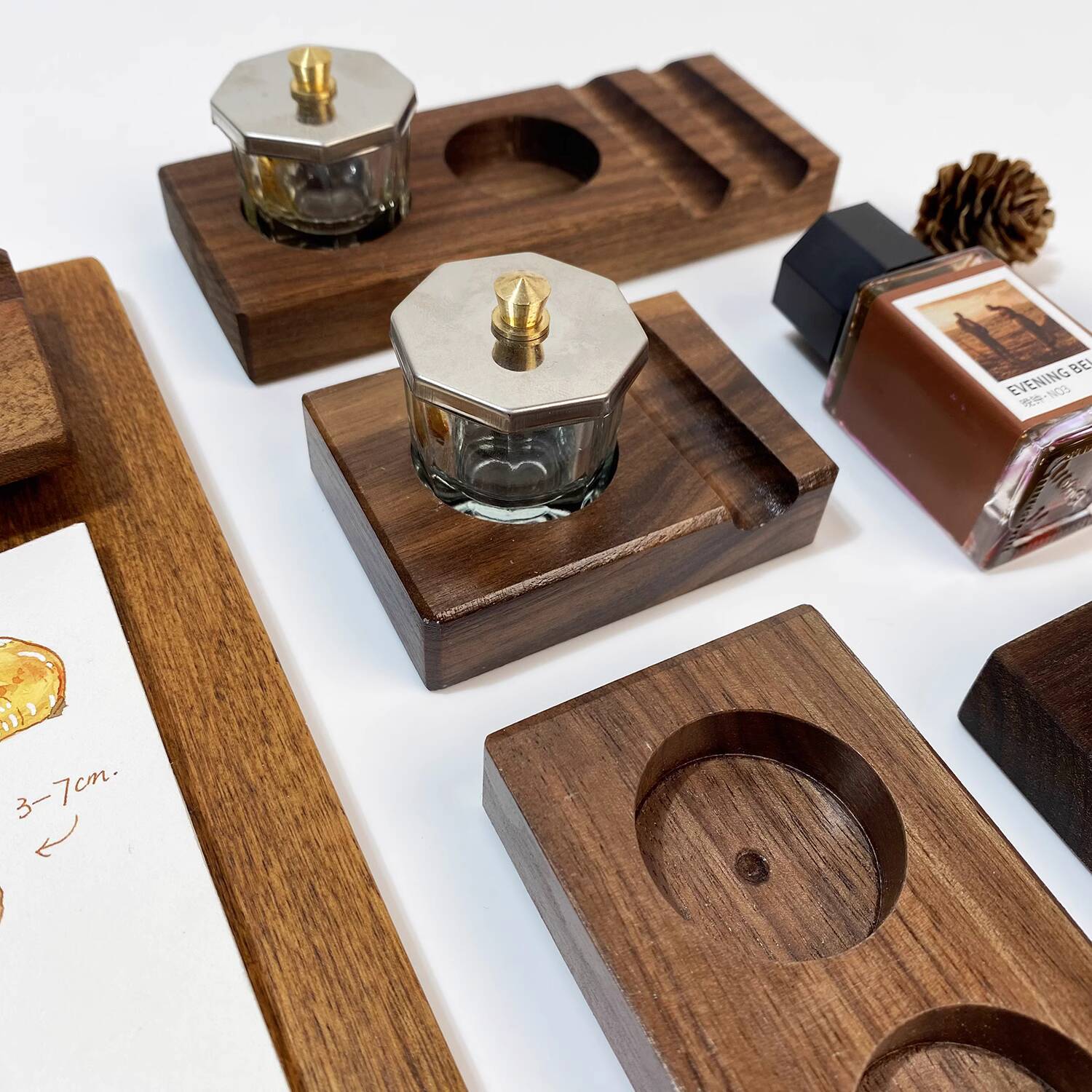 Calligraphy Ink Bottle - Ink Base Pen Rest Wooden Stand