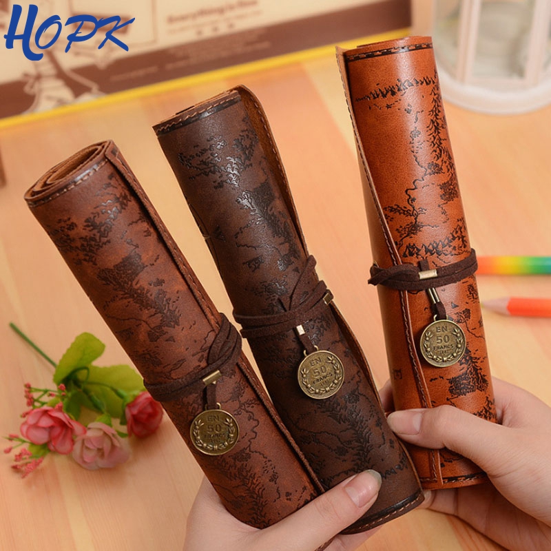 Pen Pouch Roll - Vintage Retro Treasure Map Pencil Cases