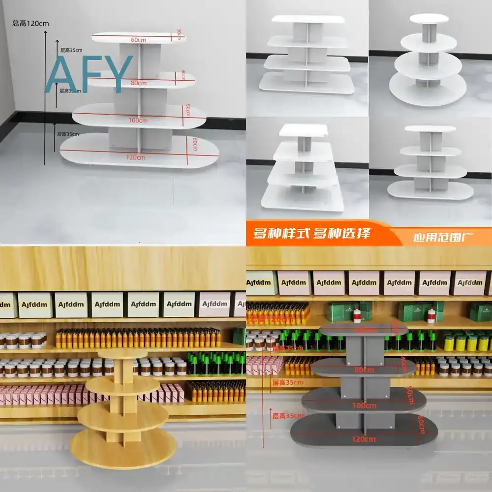 Stationery Office Supply Store - Wooden Round Cabinet for Supermarket Convenience