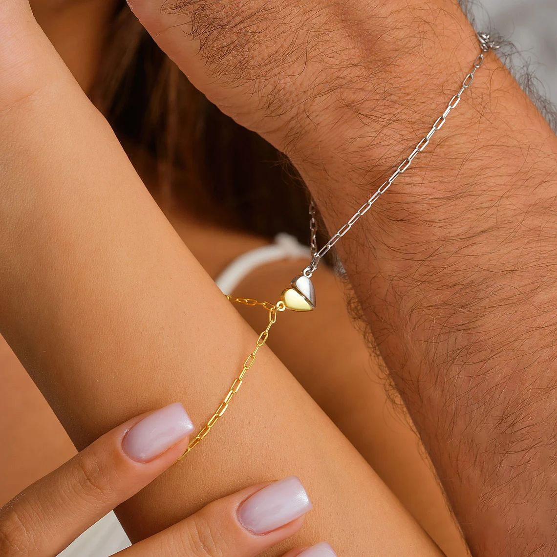 Magnetic Heart Couple Bracelet - Paperclip Magnetic Set ulasan dan harga