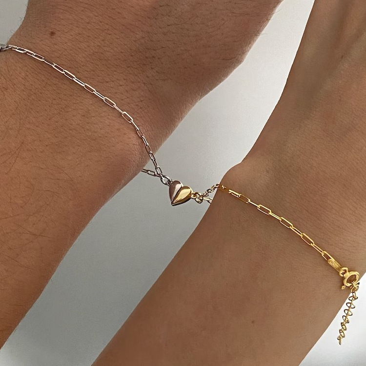Magnetic Heart Couple Bracelet - Paperclip Magnetic Set ulasan dan harga