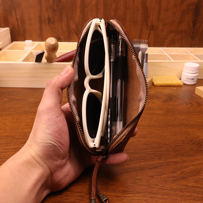 Cowhide pen bag for men vintag - Tan Stationery & Office Supply ulasan dan harga