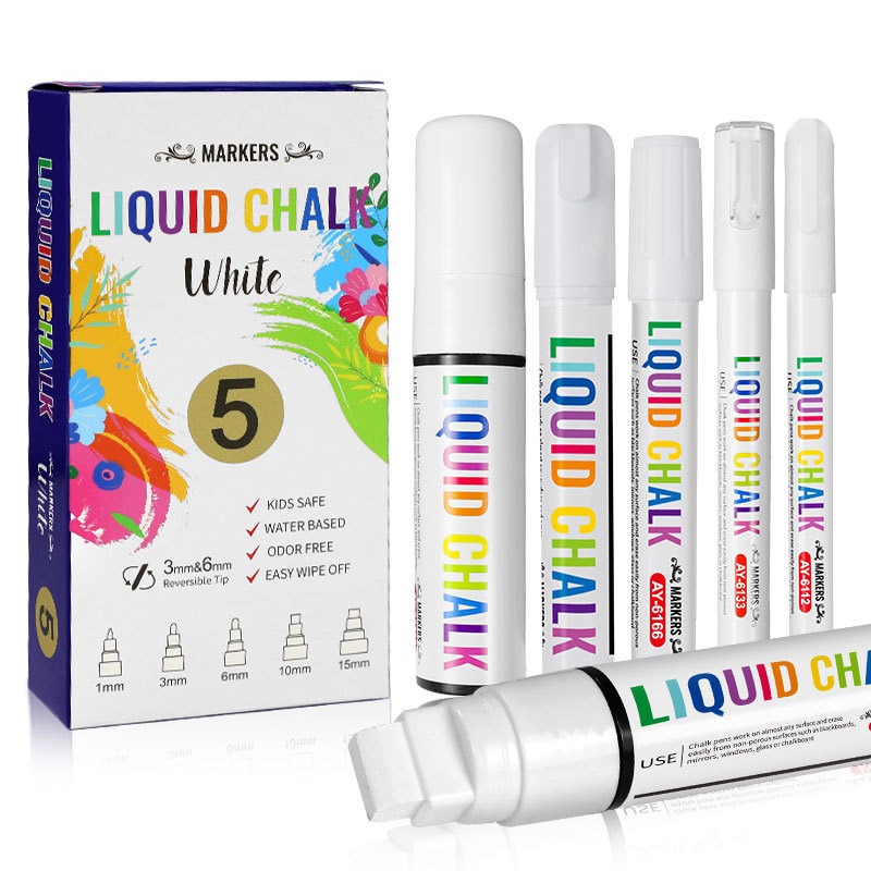 5pcs/set White Chalk Markers L - Correction Fluid White ulasan dan harga
