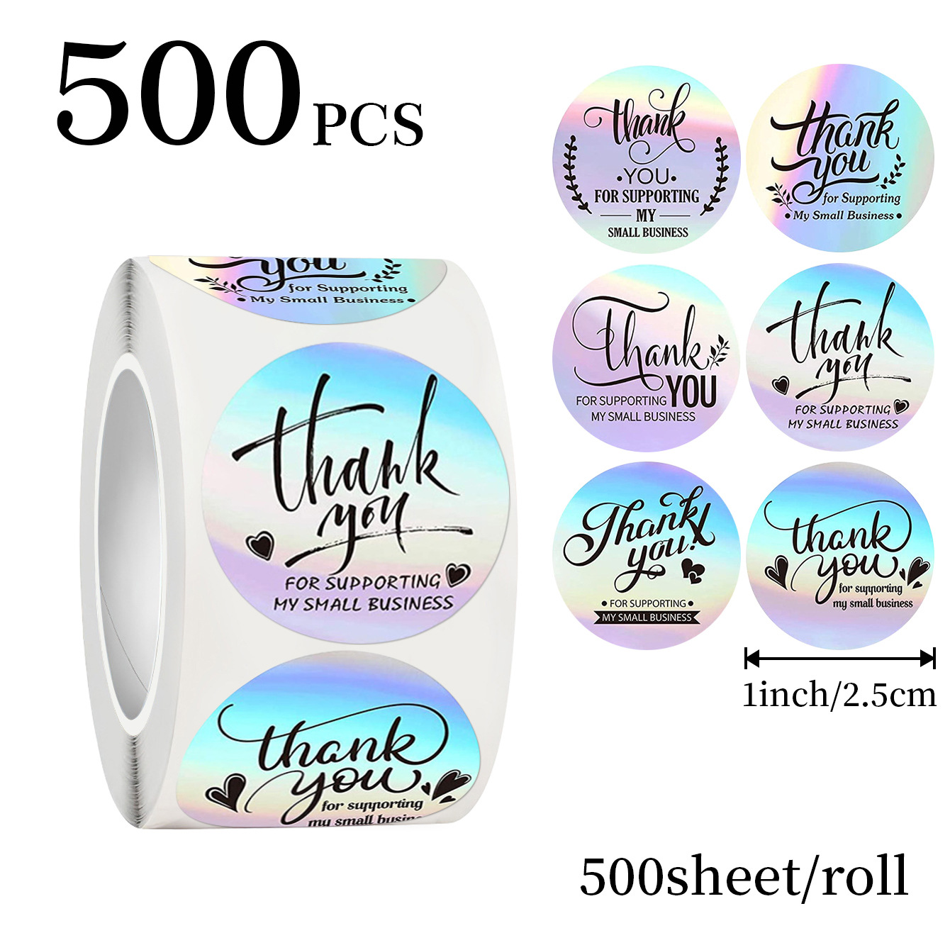 JCAC 500pcs/roll 1 Inch Hologr - Sticker Label Roll ulasan dan harga