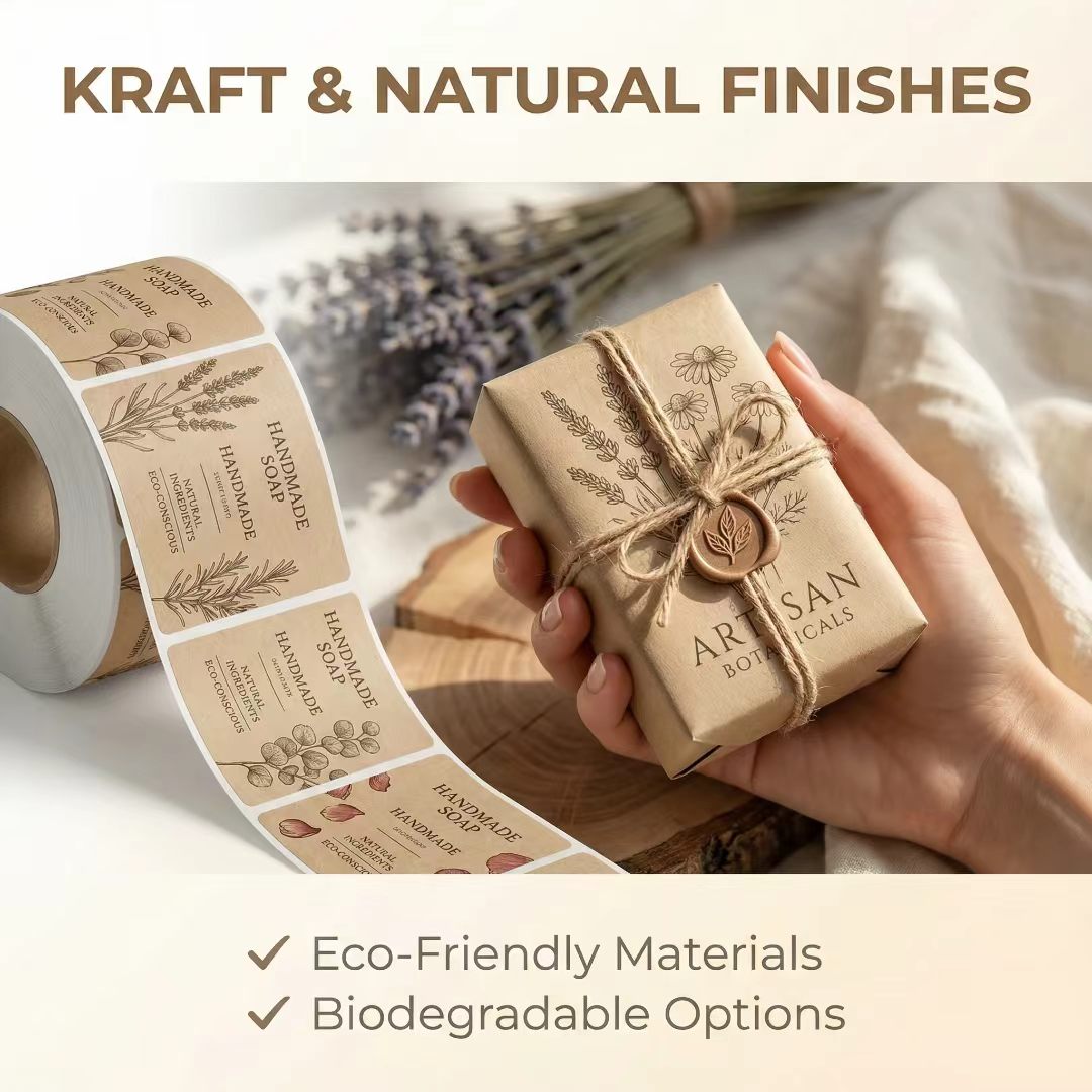 Custom Eco-Friendly Kraft Pape - Sticker Label Roll ulasan dan harga