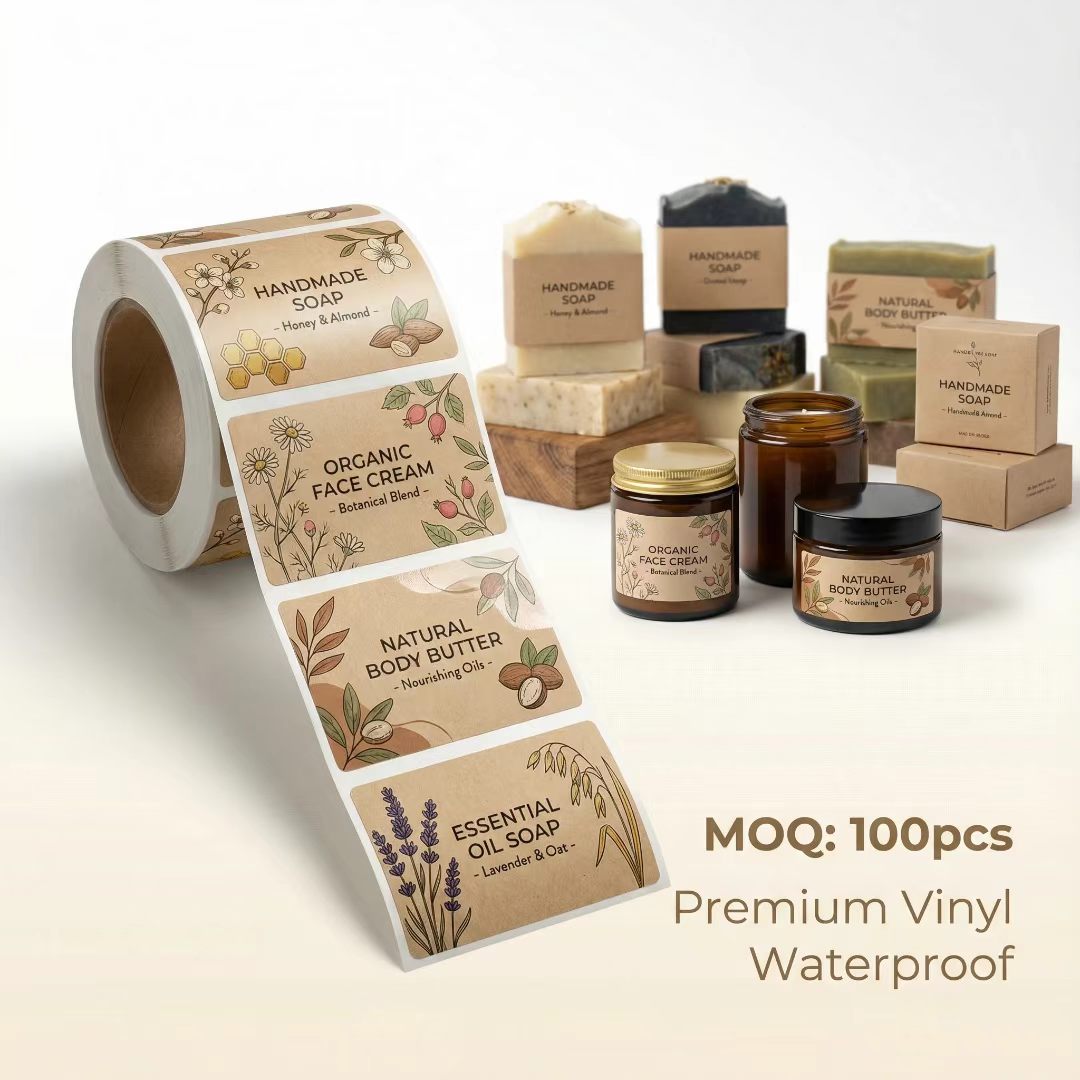 Custom Eco-Friendly Kraft Pape - Sticker Label Roll ulasan dan harga