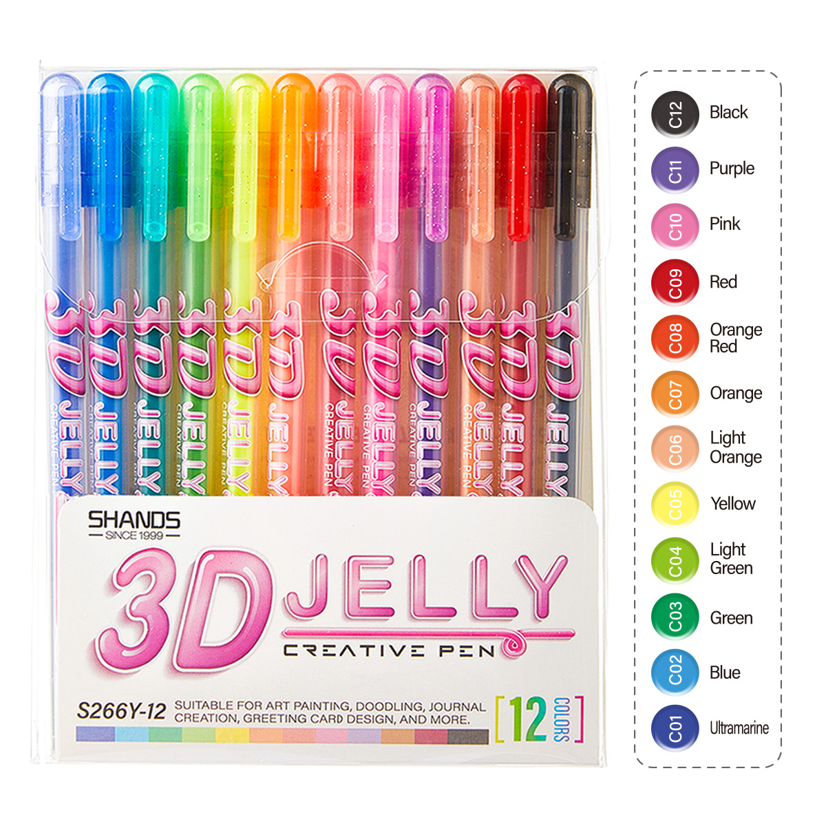 SHANDS 12PCS 3D Jelly Gel Pens - Gel Ink Pen Set ulasan dan harga