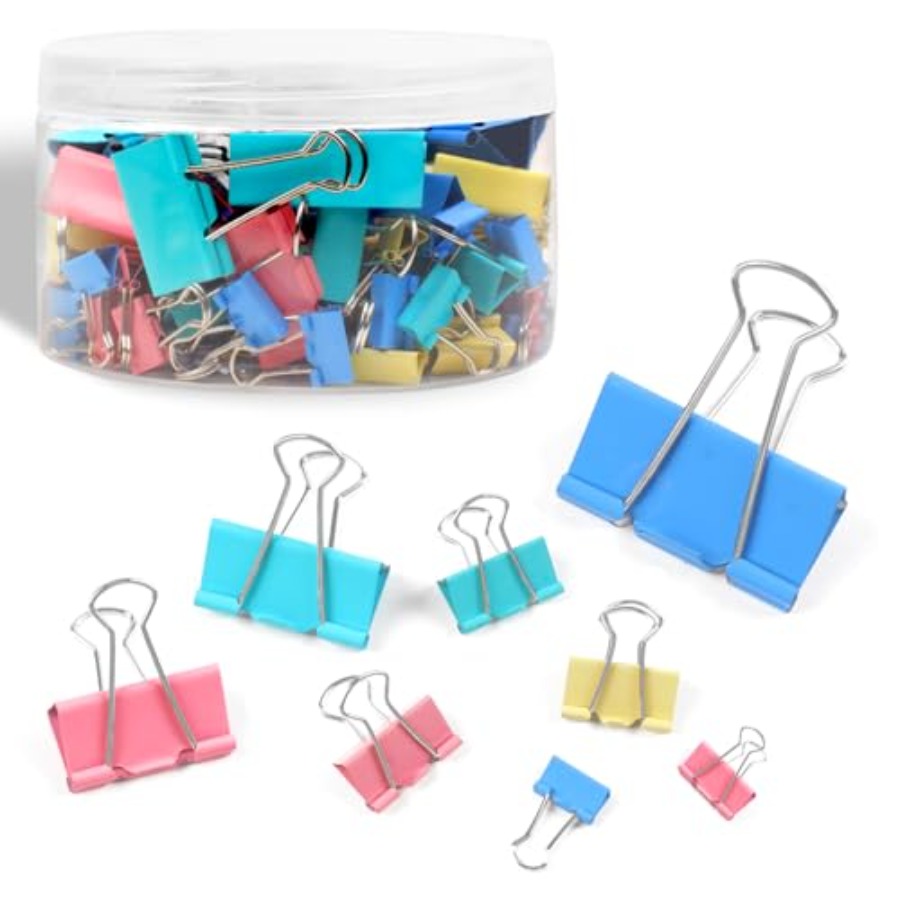 125Pcs Binder Clips Colored, B - Binder Clip Assorted ulasan dan harga