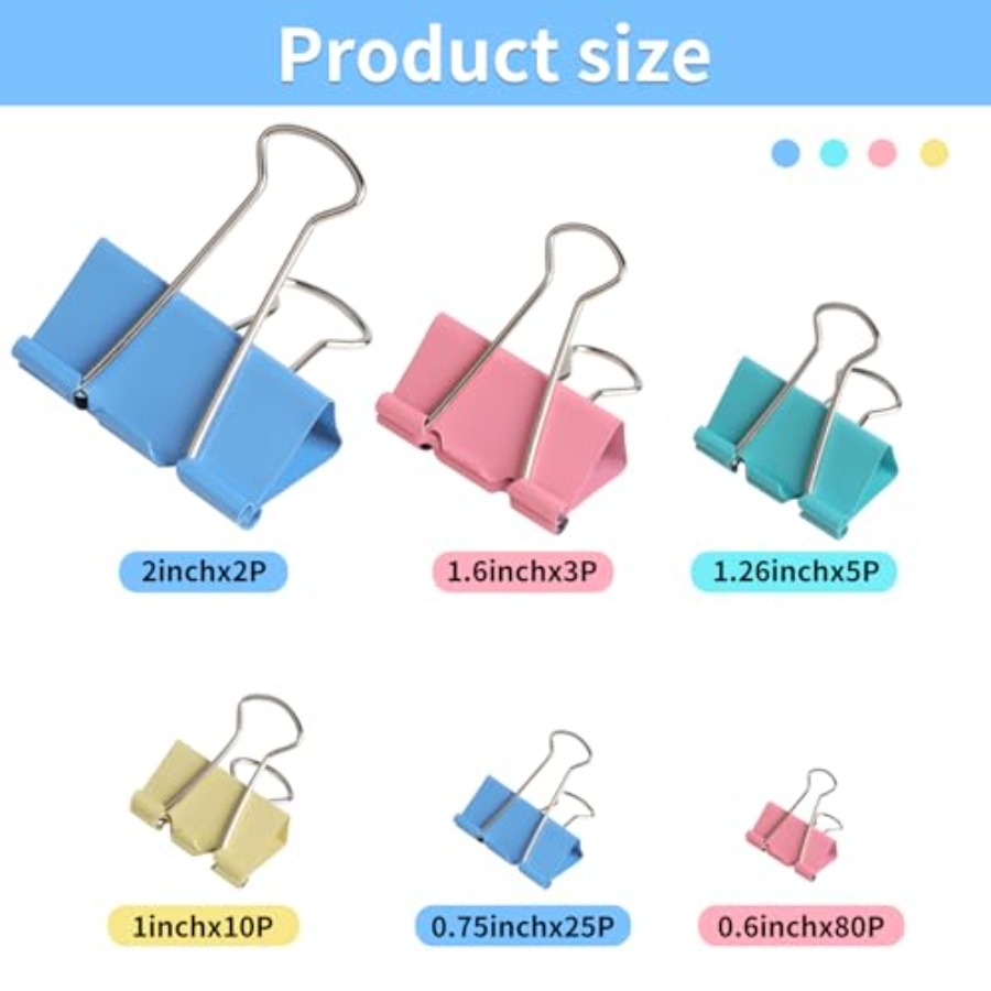 125Pcs Binder Clips Colored, B - Binder Clip Assorted ulasan dan harga