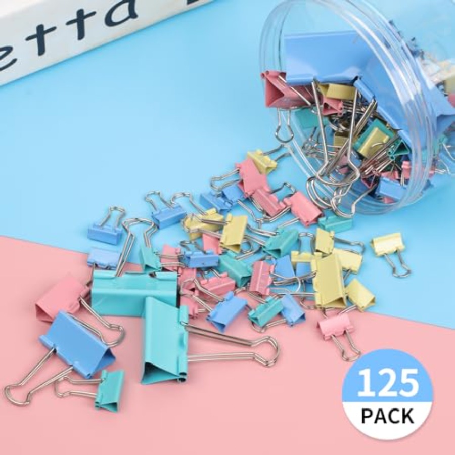 125Pcs Binder Clips Colored, B - Binder Clip Assorted ulasan dan harga