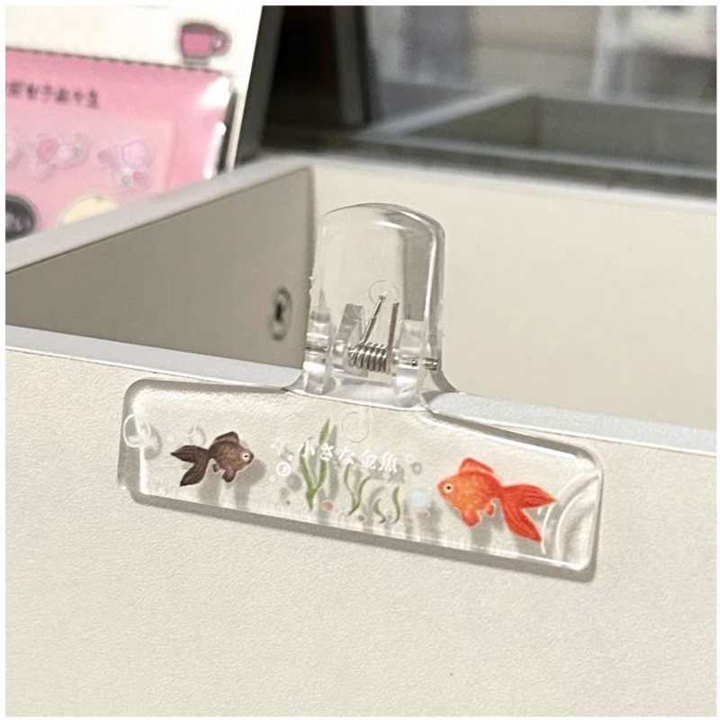 1PC Transparent Acrylic Goldfi - Binder Clip Assorted ulasan dan harga