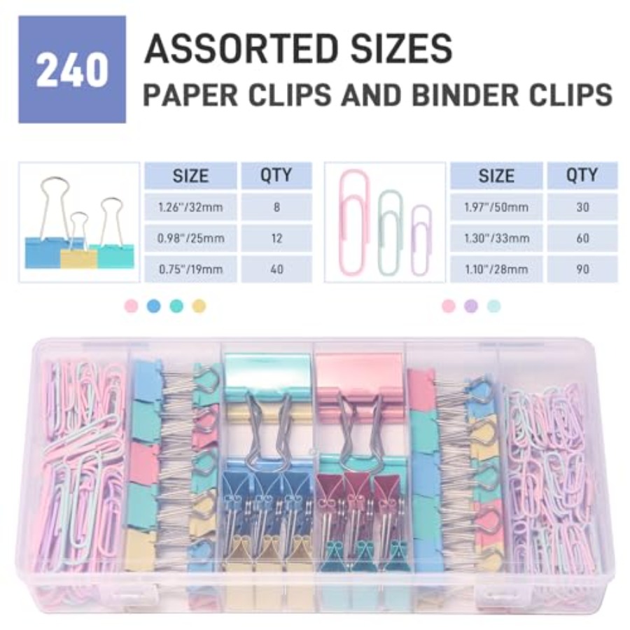 240PCS Colored Assorted Size P - Binder Clip Assorted ulasan dan harga