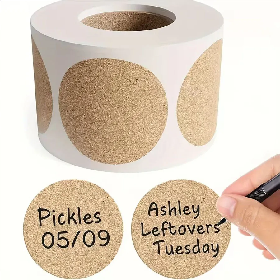 500 Pcs / 1 Roll ，kraft Round  - Sticker Label Roll ulasan dan harga