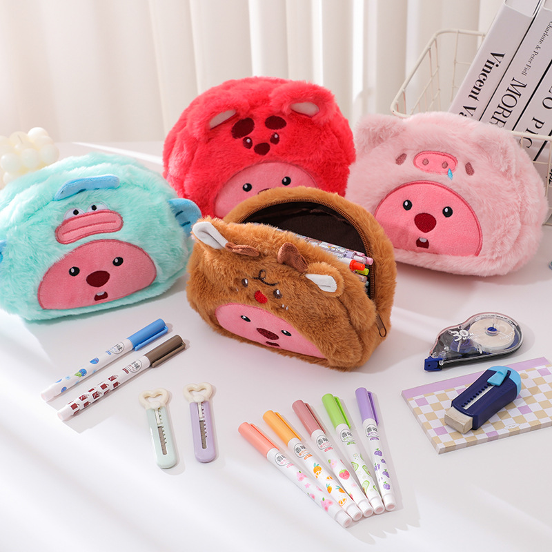 Cartoon Plush Pencil Bag Stude - Pencil Case Large ulasan dan harga